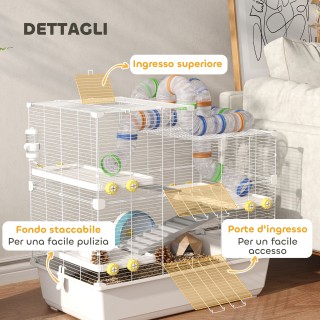 PawHut Κλουβί για χάμστερ με 4 επίπεδα, σωλήνες, τροχό, 3 πόρτες κα... PawHut Κλουβί για χάμστερ με 4 επίπεδα, σωλήνες, τροχό, 3 πόρτες κα...