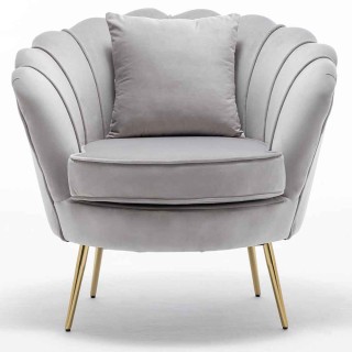 Βελούδινη Πολυθρόνα / Καρέκλα με Μεταλλικά Πόδια 81 x 77 x 84 cm Γκ... Βελούδινη Πολυθρόνα / Καρέκλα με Μεταλλικά Πόδια 81 x 77 x 84 cm Γκ...