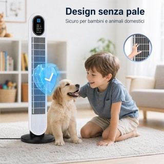 BAKAJI Πύργος Ανεμιστήρας 60W με Τηλεχειριστήριο, Κάθετος Λευκός Εξ...