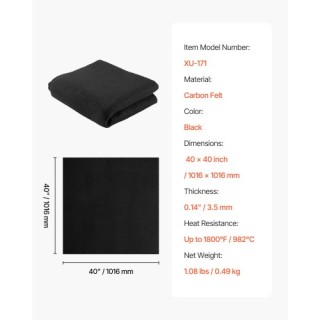 VEVOR Μάλλινη Κουβέρτα Συγκόλλησης Καρβουνίου, 1016 x 1016mm, Ανθεκ...