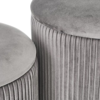 Shally Dogan Σετ 2 Πουφ Αποθηκευτικός Χώρος Γκρι Βελούδο Σκαμπό Υπ... Shally Dogan Σετ 2 Πουφ Αποθηκευτικός Χώρος Γκρι Βελούδο Σκαμπό Υπ...