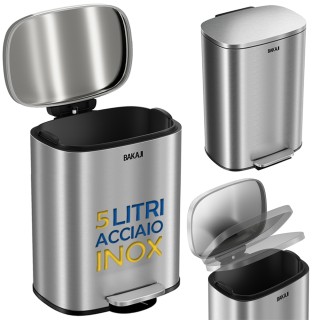 BAKAJI Κάδος Απορριμμάτων 5 λτ με Πεντάλ Inox 21.5 x 20.5 x 30 cm ... BAKAJI Κάδος Απορριμμάτων 5 λτ με Πεντάλ Inox 21.5 x 20.5 x 30 cm ...