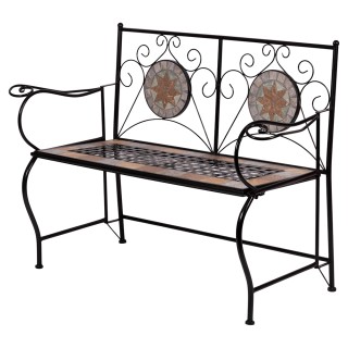 Galileo Διθέσιος Εξωτερικός Πάγκος 123x53x91 cm από Σίδερο με Κεραμ...