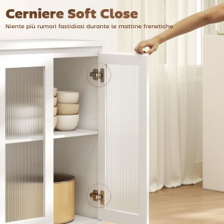 HOMCOM Μπουφές Κρεντένζα από Ξύλο με 4 Συρτάρια και Ντουλάπι με Γυά... HOMCOM Μπουφές Κρεντένζα από Ξύλο με 4 Συρτάρια και Ντουλάπι με Γυά...