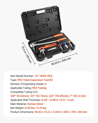VEVOR Κιτ Χειροκίνητου Διαστολέα Σωλήνων PEX για 9,52 mm, 12,7 mm, ...