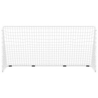 vidaXL Τέρμα Ποδοσφαίρου με Δίχτυ Λευκό 366 x 122 x 182 εκ. από Ατσ...