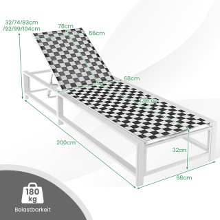 Costway Εξωτερική Ξαπλώστρα XXL με Ρυθμιζόμενη Πλάτη και Ρόδες, Αντ...