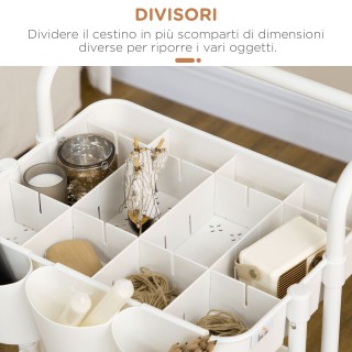 HOMCOM Πολυχρηστικό Καρότσι Κουζίνας 3 Επιπέδων με Αποσπώμενα Καλάθ...