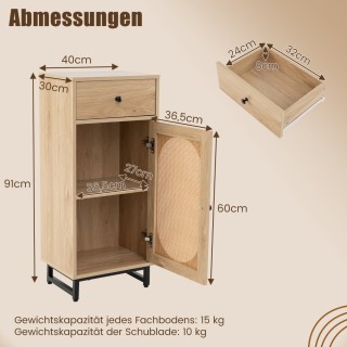 Costway Πολυλειτουργικό Ντουλάπι PE-Rattan με Ρυθμιζόμενα Ράφια και...