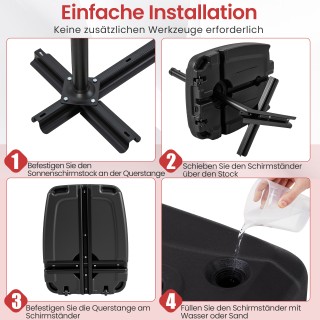 Costway Βάση Ομπρέλας Μπαλκονιού Σταυρωτή με Ρόδες από HDPE, Γεμιζό...