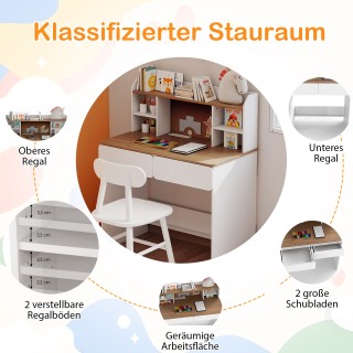 Costway  Παιδικό Γραφείο από Ξύλο με Κορνίζα Φελλού, Θύρα Φόρτισης ...