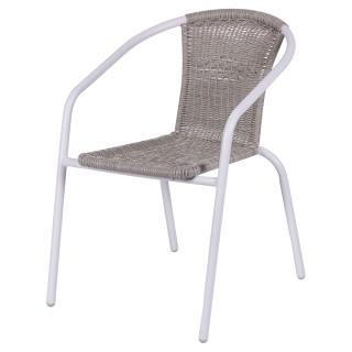 Galileo Πλεκτή εξωτερική καρέκλα με μπράτσα και λευκή σωληνωτή δομή...