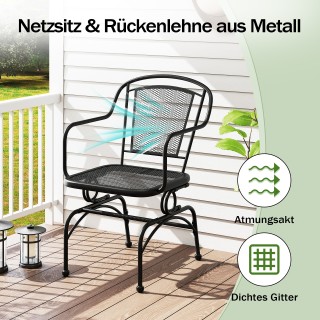 Costway Σετ 2 Μεταλλικές Καρέκλες Κήπου με Κίνηση Ταλάντευσης - Μαύ... Costway Σετ 2 Μεταλλικές Καρέκλες Κήπου με Κίνηση Ταλάντευσης - Μαύ...