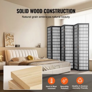 VEVOR Διαχωριστικό Δωματίου Ιαπωνικό με 4 Πάνελ (Μαύρο) RSPF6MBCSPM...