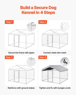VEVOR Υπαίθριο Κλουβί Σκύλου 2 x 2 x 1,6 m για Μεγάλους Σκύλους με ...