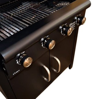 BAKAJI Μπάρμπεκιου Υγραερίου με Πέτρες Λάβας, 4 Καυστήρες & Πλευρικ...