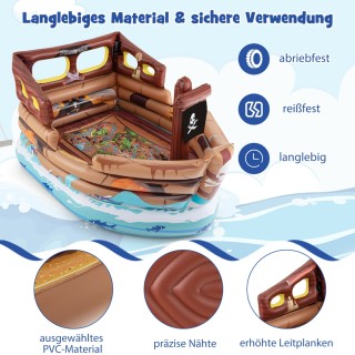 Costway Φουσκωτό Πειρατικό Πλοίο Παιχνιδόσπιτο με Ενσωματωμένο Κινη...