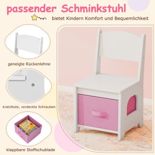 Costway Σετ Καλλωπισμού Πριγκίπισσας με Φωτιζόμενο Καθρέφτη & Σκαμπ...