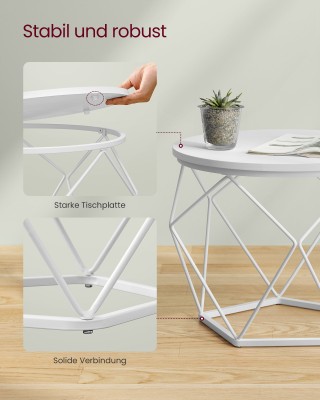 Σετ 2 Στρογγυλά Τραπεζάκια VASAGLE, Λευκό Σετ 2 Στρογγυλά Τραπεζάκια VASAGLE, Λευκό