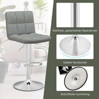 Costway Περιστρεφόμενο Σκαμπό Μπαρ με Δερματίνη σε Γκρι Χρώμα HW664...