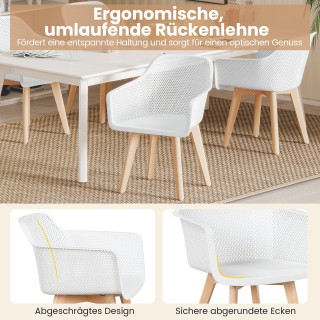 Costway 2 Καρέκλες Τραπεζαρίας με Ξύλινα Πόδια & Αναπνεύσιμη Πλάτη ...