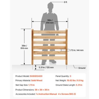 VEVOR Ξύλινος Ιδιωτικός Φράχτης 3 Τμημάτων για Κλιματιστικό 36 x 36...