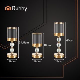 Ruhhy Σετ 3 Κηροπήγια Γυάλινα  σε Χρυσό Χρώμα  26487