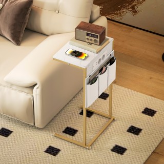 HOMCOM Τραπεζάκι Σαλονιού C Μάρμαρο με Ρεύμα & USB, Λευκό, 50x30x60... HOMCOM Τραπεζάκι Σαλονιού C Μάρμαρο με Ρεύμα & USB, Λευκό, 50x30x60...