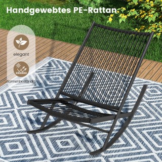 Costway Σετ Κήπου Κουνιστές Πολυθρόνες και Μεταλλικό Τραπέζι μ ε Μα...