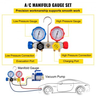 Σετ Αντλίας Κενού VEVOR 4.8 CFM 5PA με Μετρητή HVAC  MCKDZK44.8CFM7...
