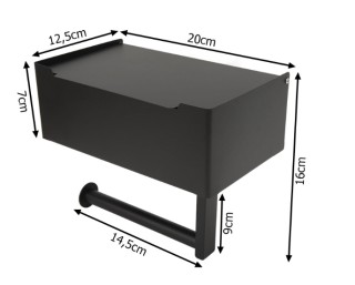 Κρεμάστρα χαρτιού υγείας με ράφι για μαντηλάκια, μαύρο loft WC 5907... Κρεμάστρα χαρτιού υγείας με ράφι για μαντηλάκια, μαύρο loft WC 5907...