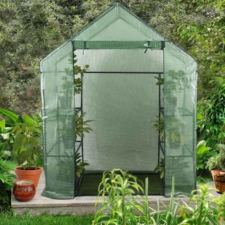 KINZO Ανθεκτικό Πράσινο PVC και Μεταλλικό Θερμοκήπιο με 6 Διαφανή Ρ...