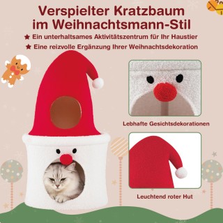 Costway Χριστουγεννιάτικο Δέντρο Γάτας με Χώρο Ύπνου 75 x 40 x 40 ε...