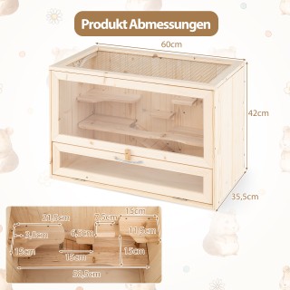 Costway  Ξύλινο Καταφύγιο Χάμστερ με Πτυσσόμενο Καπάκι για Πολυεπίπ...