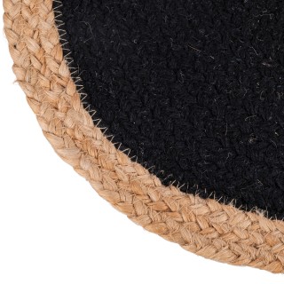 Villa dEste Home Στρογγυλό Μαύρο Βαμβακερό Σουπλά με Φόδρα από Γιού...