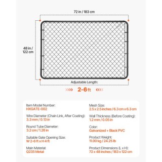 VEVOR Πύλη Φράχτη Κήπου 2.2-6 ft x 6 ft (Χωρίς Κολώνες) SWHYM7246IN... VEVOR Πύλη Φράχτη Κήπου 2.2-6 ft x 6 ft (Χωρίς Κολώνες) SWHYM7246IN...