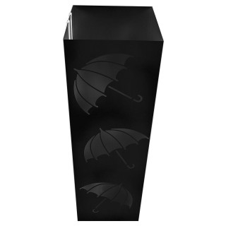 BAKAJI  Τετράγωνη Σχέδιο Σιδερένια Ομπρελοθήκη Μαύρη με Δοχείο Συλλ...