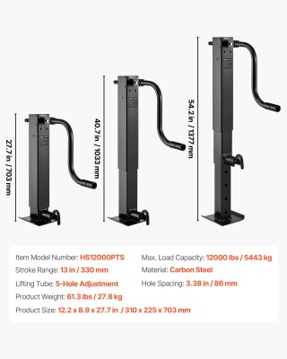 VEVOR Ισχυρός Γρύλος Τρέιλερ με Ρυθμιζόμενο Πόδι για Βαριά Οχήματα ...