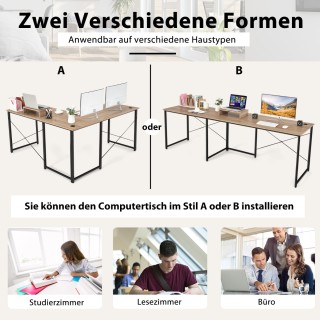 Costway Γραφείο υπολογιστή σε σχήμα L με βάση οθόνης Αναστρέψιμο γ... Costway Γραφείο υπολογιστή σε σχήμα L με βάση οθόνης Αναστρέψιμο γ...