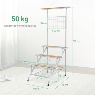 Costway  Πολυλειτουργική Σκάλα Φυτών με Ρόδες και Σχάρα για Εξοικον...