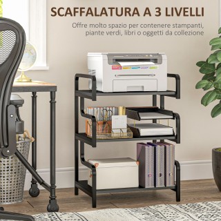 HOMCOM Υποστήριξη Βιομηχανικού Εκτυπωτή 3 Επιπέδων, Μεταλλική και Μ...