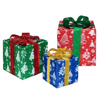 BAKAJI  Σετ 3 Πακέτα Δώρα Χριστουγέννων Φωτεινά Πολύχρωμα Ζεστό Λευ...