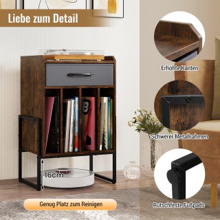 Costway Έπιπλο για πικάπ και δίσκους βινυλίου με 4 ράφια, χωρητικότ...