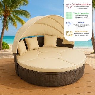 Κρεβάτι Ίζολα από Καφέ Ρατάν για Εξωτερικό Χώρο με Σκίαστρο 190 x 3... Κρεβάτι Ίζολα από Καφέ Ρατάν για Εξωτερικό Χώρο με Σκίαστρο 190 x 3...