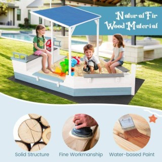 Costway Ξύλινο Καράβι Παιδική Άμμος με Στέγη, Σημαία & Τιμόνι TP103... Costway Ξύλινο Καράβι Παιδική Άμμος με Στέγη, Σημαία & Τιμόνι TP103...