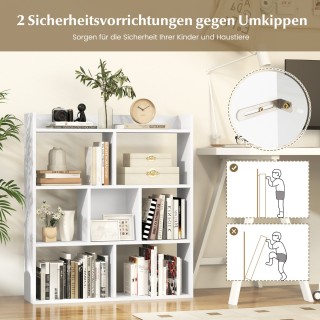 Costway  Ράφι βιβλιοθήκης με 7 κύβους, ανοιχτή πλάτη, οριζόντιο ξύλ...