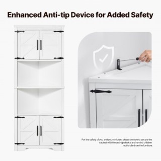 VEVOR Γωνιακή Ντουλάπα 68,5 x 36 x 171 cm  με 4 Ξύλινες Πόρτες & Ρυ...