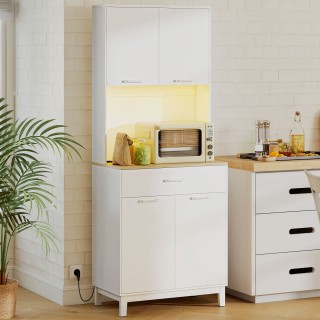 HOMCOM Μοντέρνα Κρεμάστρα με Φωτισμό LED, Ηλεκτρικές Πρίζες και USB...