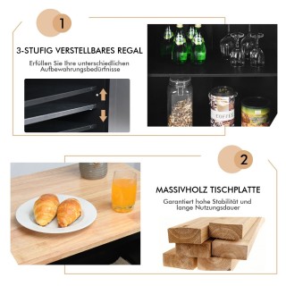 Costway Κουζίνα με Ρόδες και Ξύλινη Επιφάνεια Εργασίας HW65692BK Costway Κουζίνα με Ρόδες και Ξύλινη Επιφάνεια Εργασίας HW65692BK