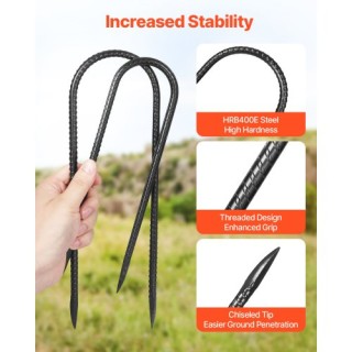 VEVOR Σετ 8 Ανθεκτικών Γαλβανισμένων Πασάλων Οπλισμού 12 ιντσών (Σχ...